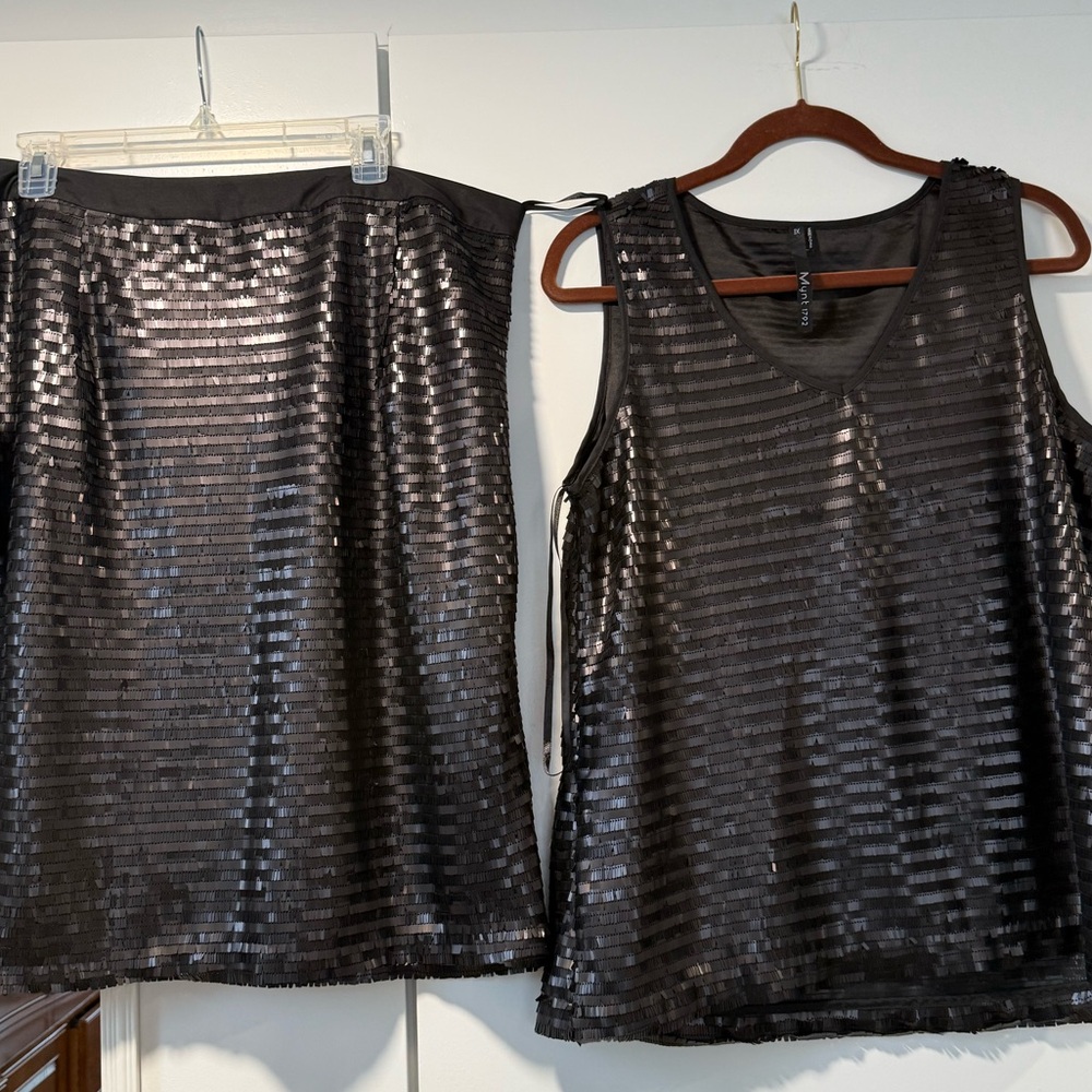 MYNT 1792 Elegant Sequins Black Top and skirt